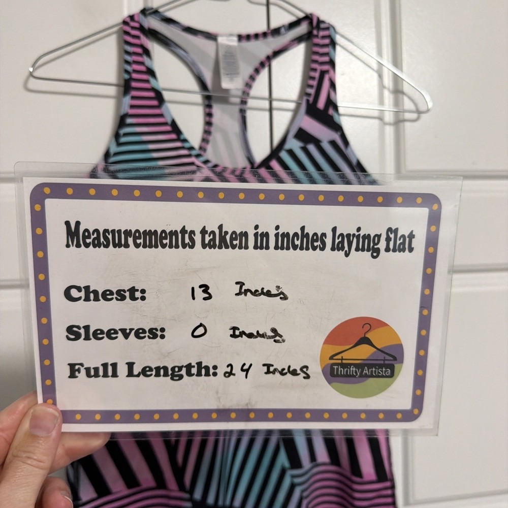 Ivivva Girls Size 14 Racerback Tank Top Pink Blue Black Geometric Striped Active - Picture 2 of 9